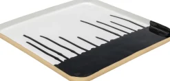 Zastawa Stołowa*KARE Design Taca Czarno-biała Stal Emaliowana 33x33 Cm