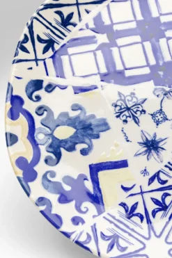 Zastawa Stołowa|Talerze*KARE Design Talerz Obiadowy Fresco Ø26 Cm Biało-niebieski