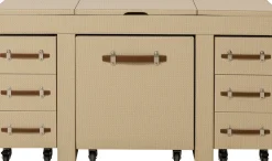 Konsole I Toaletki*KARE Design Toaletka Rozkładana Z Siedziskiem I Kontenerkami Tapicerowana 138x51 Cm