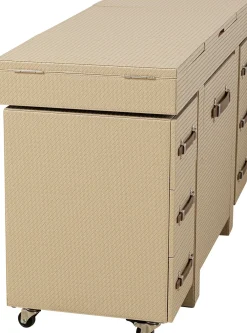 Konsole I Toaletki*KARE Design Toaletka Rozkładana Z Siedziskiem I Kontenerkami Tapicerowana 138x51 Cm