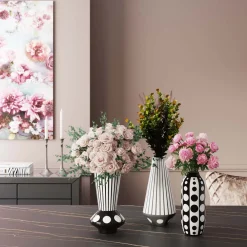 Wazony*KARE Design Wazon Brillar Cylinder Ø22x44 Cm Czarno-biały
