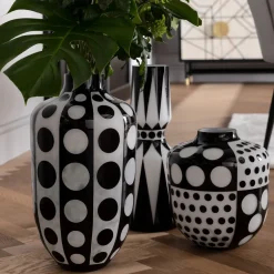 Wazony*KARE Design Wazon Brillar Round Ø26x31 Cm Czarno-biały