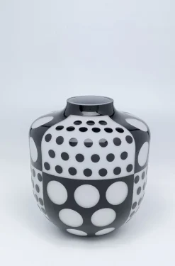 Wazony*KARE Design Wazon Brillar Round Ø26x31 Cm Czarno-biały
