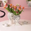 Wazony*KARE Design Wazon Ceramiczny Biały Motyw Kobiety Ø19x30 Cm