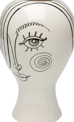 Wazony*KARE Design Wazon Ceramiczny Biały Motyw Kobiety Ø19x30 Cm