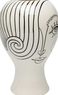 Wazony*KARE Design Wazon Ceramiczny Biały Motyw Kobiety Ø19x30 Cm