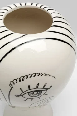 Wazony*KARE Design Wazon Ceramiczny Biały Motyw Kobiety Ø19x30 Cm