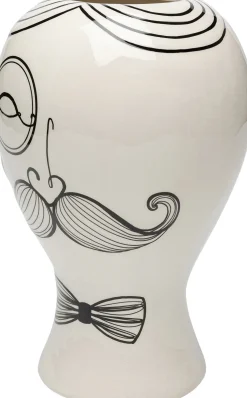 Wazony*KARE Design Wazon Ceramiczny Biały Motyw Mężczyzny Ø19x30 Cm