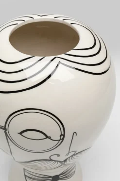 Wazony*KARE Design Wazon Ceramiczny Biały Motyw Mężczyzny Ø19x30 Cm