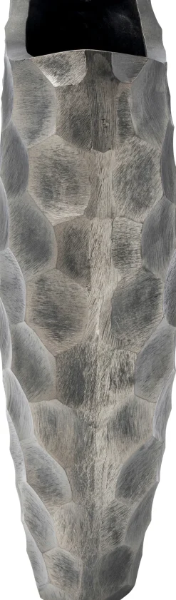 Wazony*KARE Design Wazon Dekoracyjny Aluminiowy Srebrny Antyczny 35x59 Cm Sześciokąty