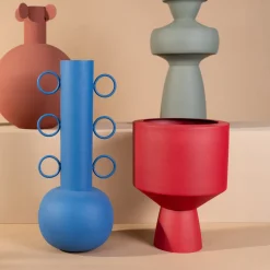 Wazony*KARE Design Wazon Dekoracyjny Stalowy Niebieski Ø21x53 Cm