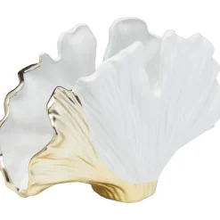 Wazony*KARE Design Wazon Dekoracyjny W Kształcie Liścia Miłorzębu Biały 26 X 18 Cm