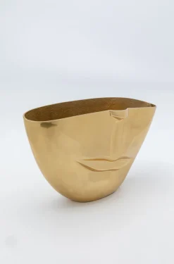 Wazony*KARE Design Wazon Half Face 46x29 Cm Aluminium Złoty