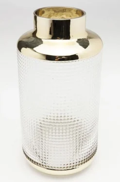 Wazony*KARE Design Wazon LA Noble ∅15x30 Cm Transparentno-złoty