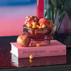 Wazony*KARE Design Wazon Szklany W Kolorze Różowym Okrągły Ø20x11 Cm