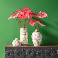 Wazony*KARE Design Wazon Z Kamionki Kolorowe Wzory Ręczne Wykonanie 16x14 Cm