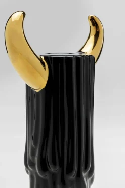 Świeczniki*KARE Design Świecznik Ceramiczny Czarno-złoty Na 1 świecę 30 Cm