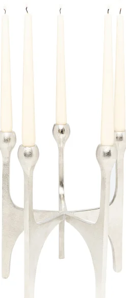 Świeczniki*KARE Design Świecznik Na 5 świec Aluminium Srebrne 26x31 Cm