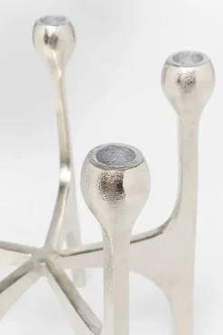 Świeczniki*KARE Design Świecznik Na 5 świec Aluminium Srebrne 26x31 Cm
