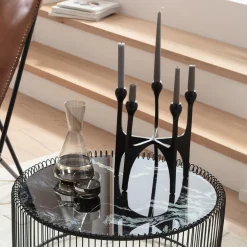 Świeczniki*KARE Design Świecznik Na 5 świec Loft Czarny Aluminium 26x31 Cm