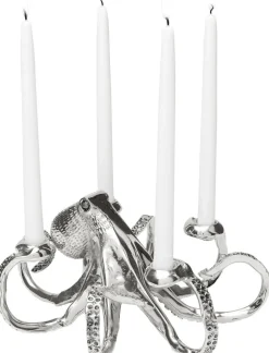 Świeczniki*KARE Design Świecznik Octopus 30x15 Cm Srebrny