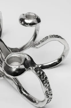 Świeczniki*KARE Design Świecznik Octopus 30x15 Cm Srebrny