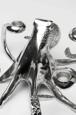 Świeczniki*KARE Design Świecznik Octopus 30x15 Cm Srebrny