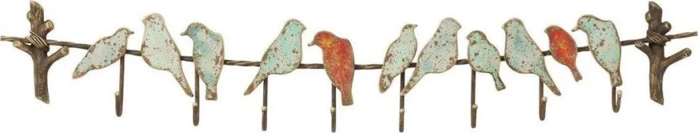 Wieszaki Ścienne*KARE Design Wieszak Bird Party 102x19 Cm Kolorowy