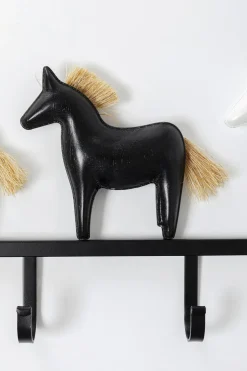 Wieszaki Ścienne*KARE Design Wieszak ścienny Czarna Stal Motyw Zwierzęcy Konie 63x22 Cm