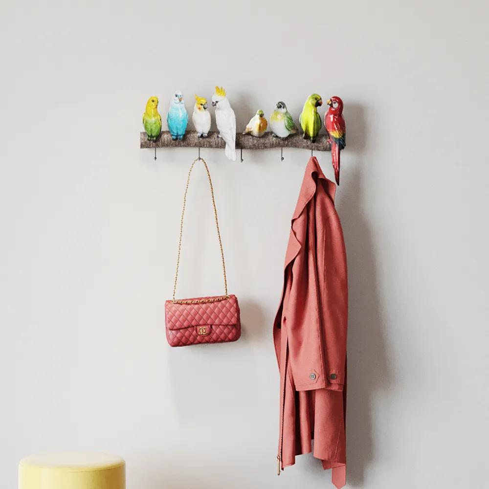 Wieszaki Ścienne*KARE Design Wieszak ścienny Exotic Birds 54x24 Cm Kolorowy