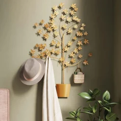 Wieszaki Ścienne*KARE Design Wieszak ścienny Leafline 93x158 Cm Złoty