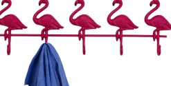 Wieszaki Ścienne*KARE Design Wieszak ścienny Stalowy Z 5 Haczykami Różowy Flamingi 68 Cm