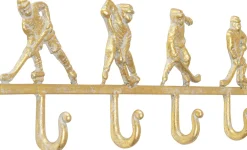 Wieszaki Ścienne*KARE Design Wieszak ścienny Stalowy Złoty Motyw Sportowy Hokej 48x16 Cm