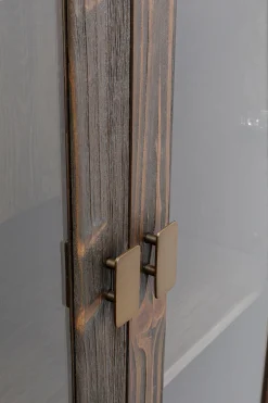 Witryny*KARE Design Witryna 2-drzwiowa Z Szufladą Drewno Jodłowe I Stal 80x170 Cm