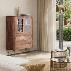 Witryny*KARE Design Witryna Grace 100x145 Cm Drewno Mango - Blat Marmur