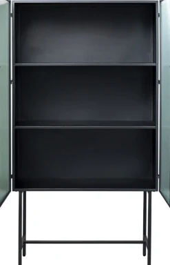 Witryny*KARE Design Witryna Loft Czarna Stalowa Front Szkło Ryflowane 90x170 Cm