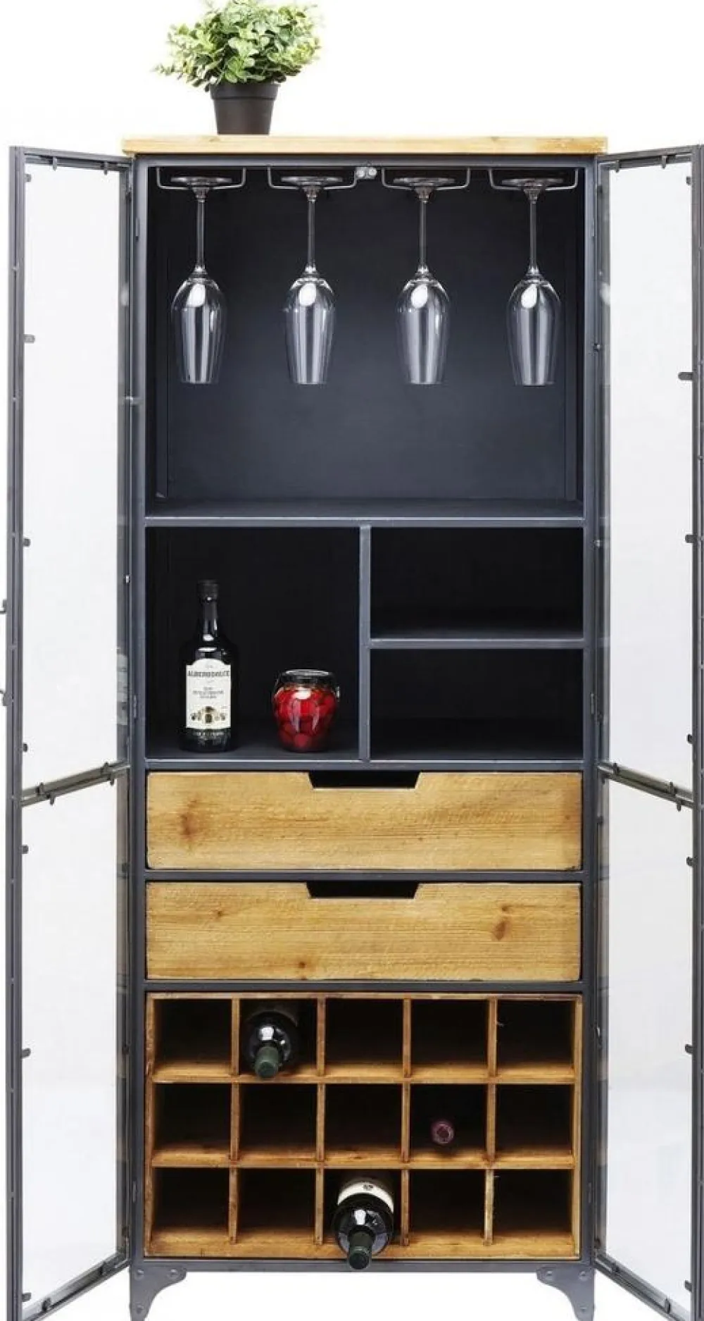 Witryny*KARE Design Witryna Refugio 60x156 Cm Antracytowa