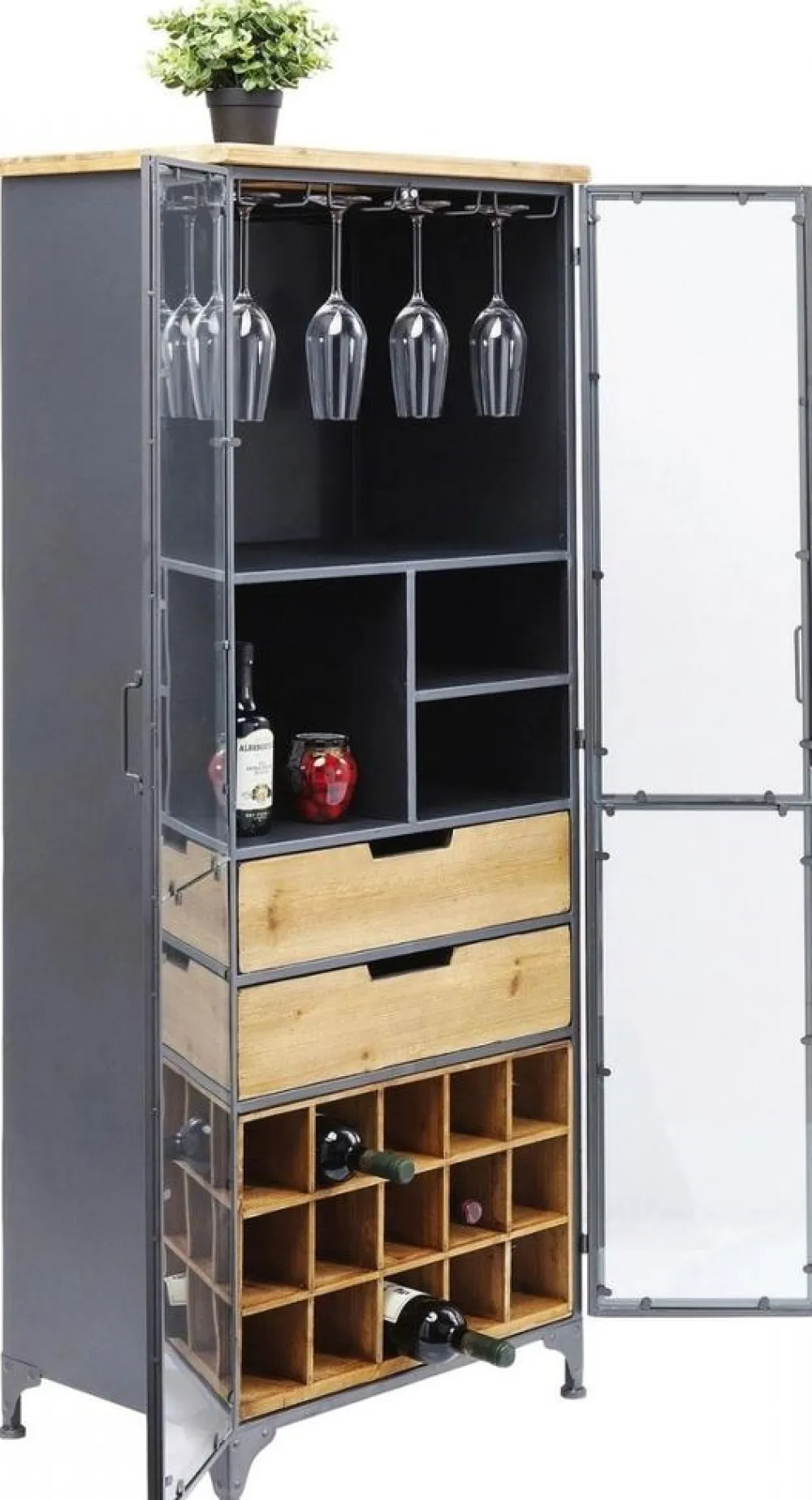 Witryny*KARE Design Witryna Refugio 60x156 Cm Antracytowa