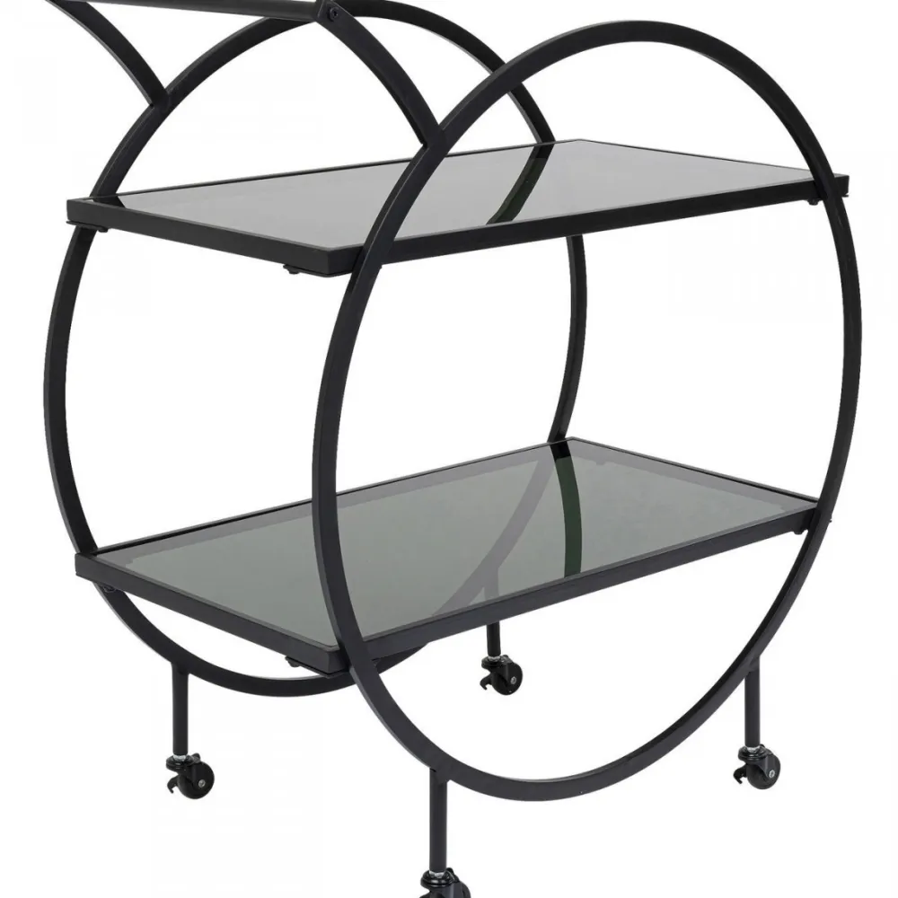 Barki*KARE Design Wózek Barowy Loft 74x85 Cm Czarny Półki Szklane