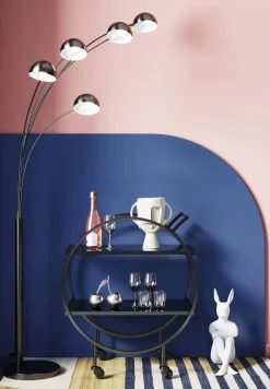 Barki*KARE Design Wózek Barowy Loft 74x85 Cm Czarny Półki Szklane
