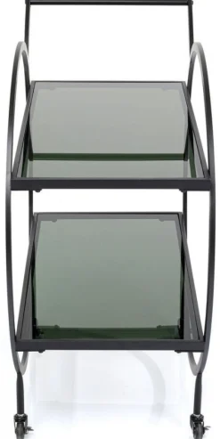 Barki*KARE Design Wózek Barowy Loft 74x85 Cm Czarny Półki Szklane