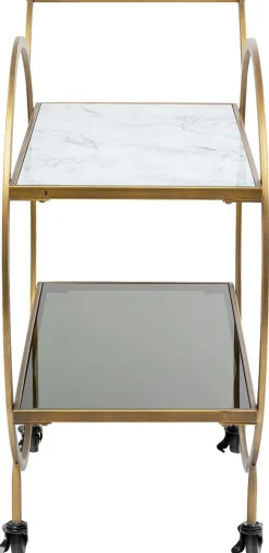 Barki*KARE Design Wózek Barowy Loft 74x85 Cm Mosiężny Półki Szklane