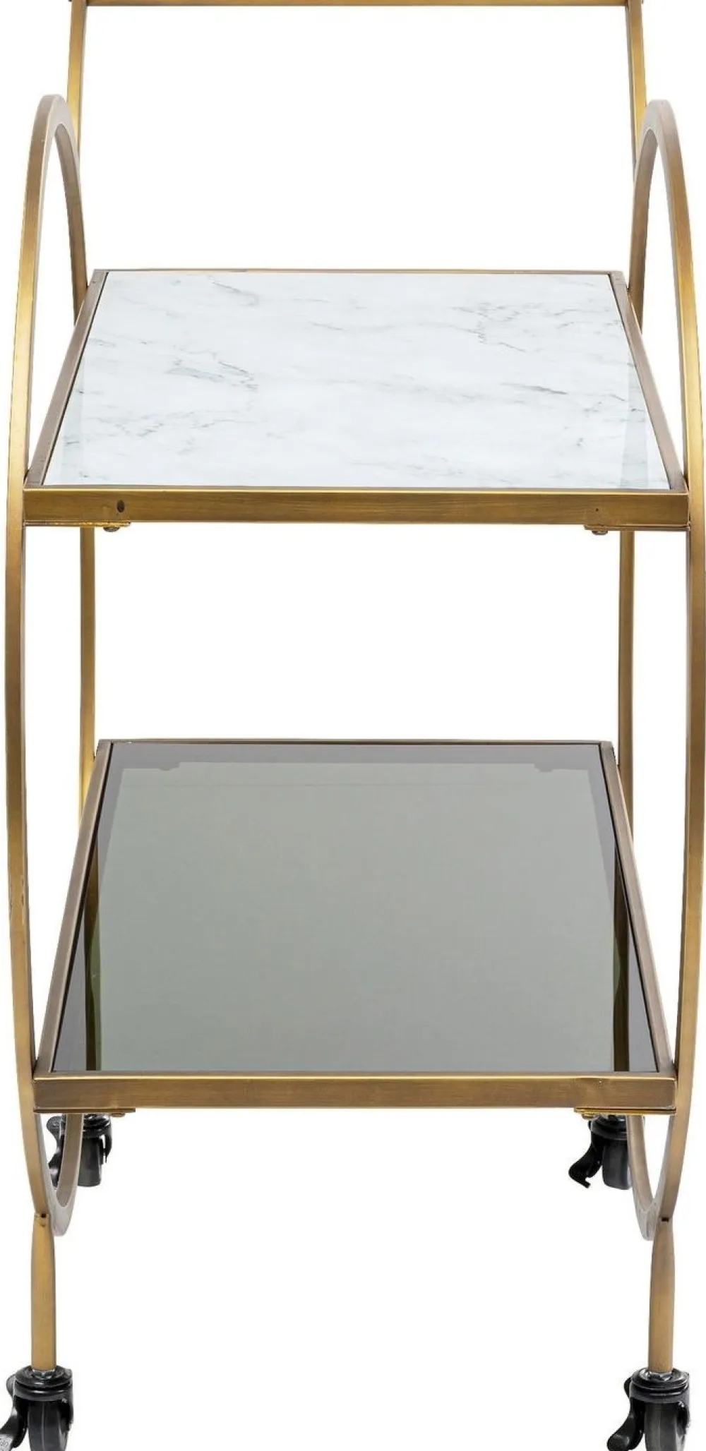 Barki*KARE Design Wózek Barowy Loft 74x85 Cm Mosiężny Półki Szklane