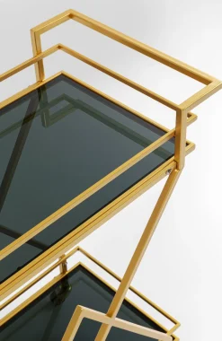 Barki*KARE Design Wózek Barowy Pyramids 65x79 Cm Złoty - Półki Szklane Przydymione
