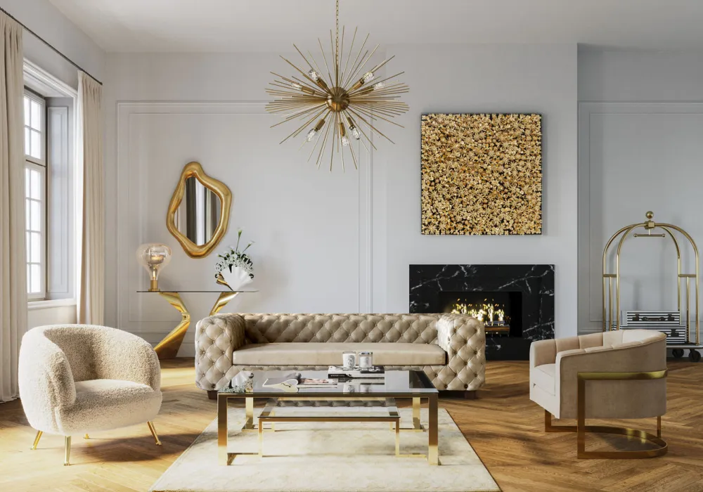 Wieszaki Stojące*KARE Design Wózek Na Bagaże Vegas 105x186 Cm Złoty