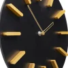 Zegary*KARE Design Zegar ścienny Czarny Okrągły Ze Złotymi Wskazówkami Ø30 Cm