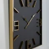 Zegary*KARE Design Zegar ścienny Kwadratowy Czarno-złoty 92x92 Cm