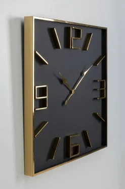 Zegary*KARE Design Zegar ścienny Kwadratowy Czarno-złoty 92x92 Cm