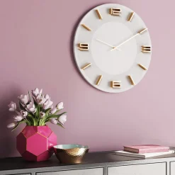 Zegary*KARE Design Zegar ścienny Leonardo Ø49 Cm Biało-złoty