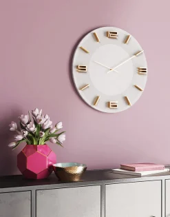 Zegary*KARE Design Zegar ścienny Leonardo Ø49 Cm Biało-złoty